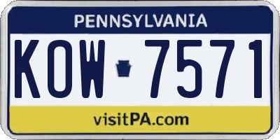 PA license plate KOW7571