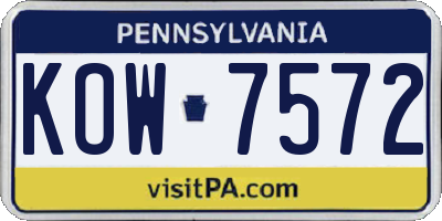 PA license plate KOW7572