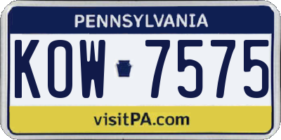 PA license plate KOW7575