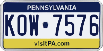 PA license plate KOW7576