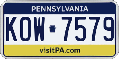 PA license plate KOW7579