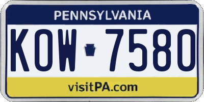 PA license plate KOW7580