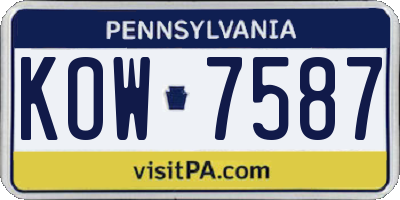 PA license plate KOW7587