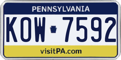 PA license plate KOW7592