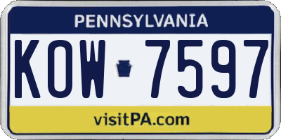PA license plate KOW7597