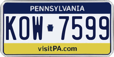 PA license plate KOW7599