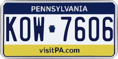 PA license plate KOW7606