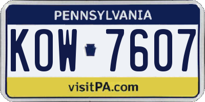 PA license plate KOW7607