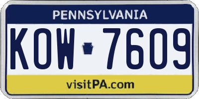 PA license plate KOW7609