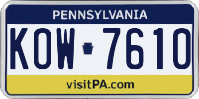 PA license plate KOW7610