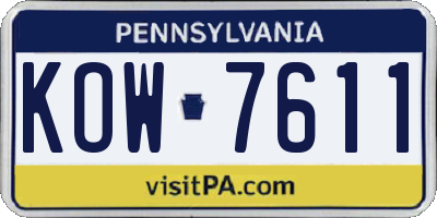 PA license plate KOW7611