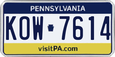 PA license plate KOW7614