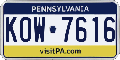 PA license plate KOW7616