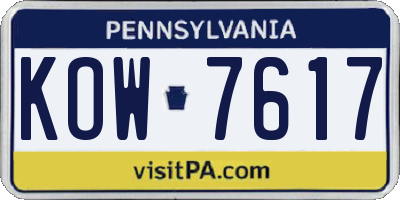 PA license plate KOW7617