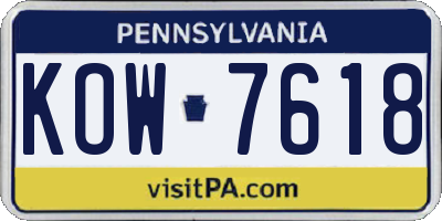 PA license plate KOW7618