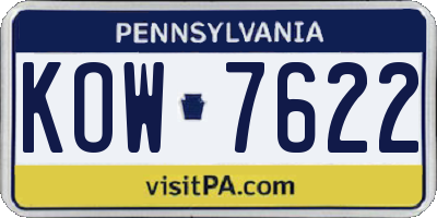 PA license plate KOW7622