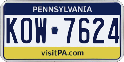 PA license plate KOW7624