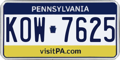 PA license plate KOW7625