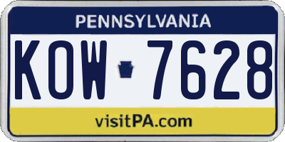 PA license plate KOW7628
