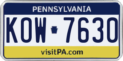 PA license plate KOW7630