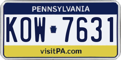 PA license plate KOW7631