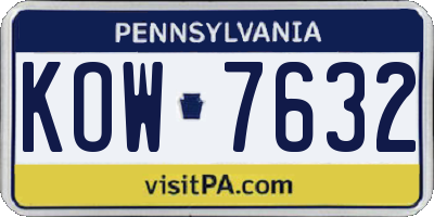 PA license plate KOW7632