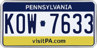 PA license plate KOW7633
