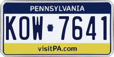 PA license plate KOW7641