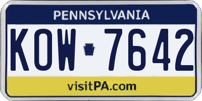 PA license plate KOW7642