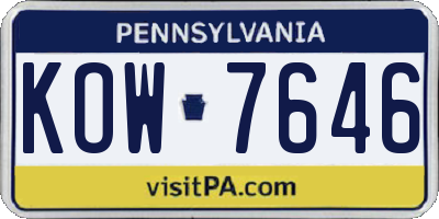 PA license plate KOW7646