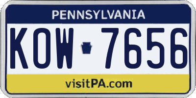 PA license plate KOW7656