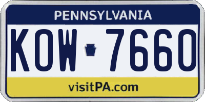 PA license plate KOW7660