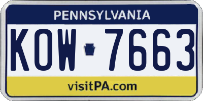 PA license plate KOW7663