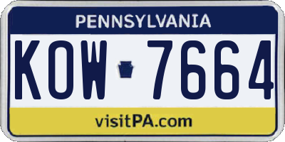PA license plate KOW7664