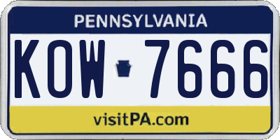 PA license plate KOW7666