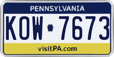 PA license plate KOW7673