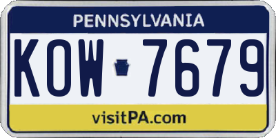 PA license plate KOW7679