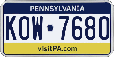 PA license plate KOW7680