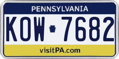 PA license plate KOW7682
