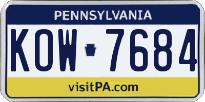 PA license plate KOW7684