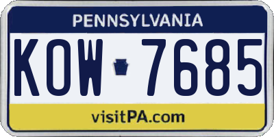 PA license plate KOW7685
