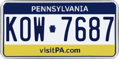 PA license plate KOW7687