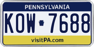PA license plate KOW7688