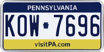 PA license plate KOW7696