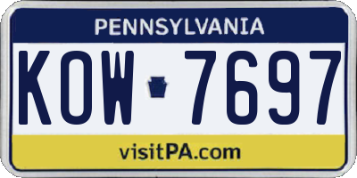 PA license plate KOW7697