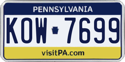 PA license plate KOW7699