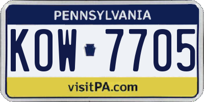 PA license plate KOW7705
