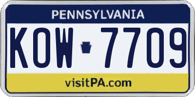 PA license plate KOW7709
