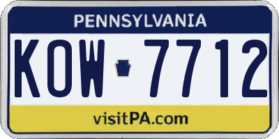 PA license plate KOW7712