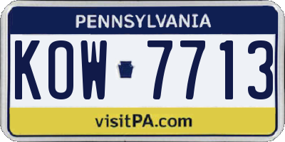 PA license plate KOW7713